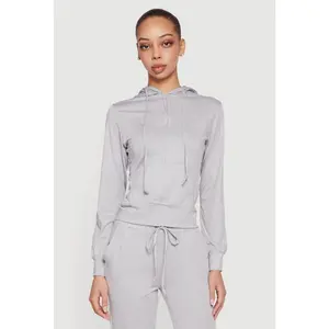 Zip Front Drawstring Hooded Track Jacket