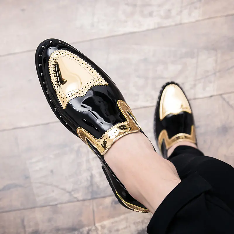 Men’s luxury casual coordinated set with fashionable Oxford shoes — comfortable, non-slip loafers suitable for business, weddings, parties, and holidays