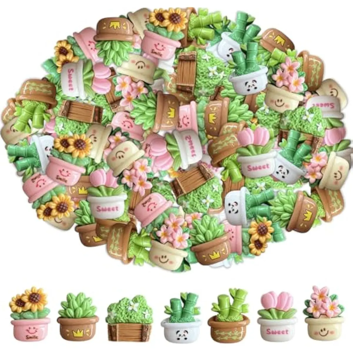 40 Pcs Succulent Plants Resin Slime Charms,Resin Flat Back 3D Potted Plants Slime Charms Bulk for Crafts,Easter Embellishments for DIY Scrapbooking Nail Phone Jewelry Making Decorations (colorful)