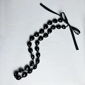 Black Ribbon Knot Acrylic Necklace For Graduation