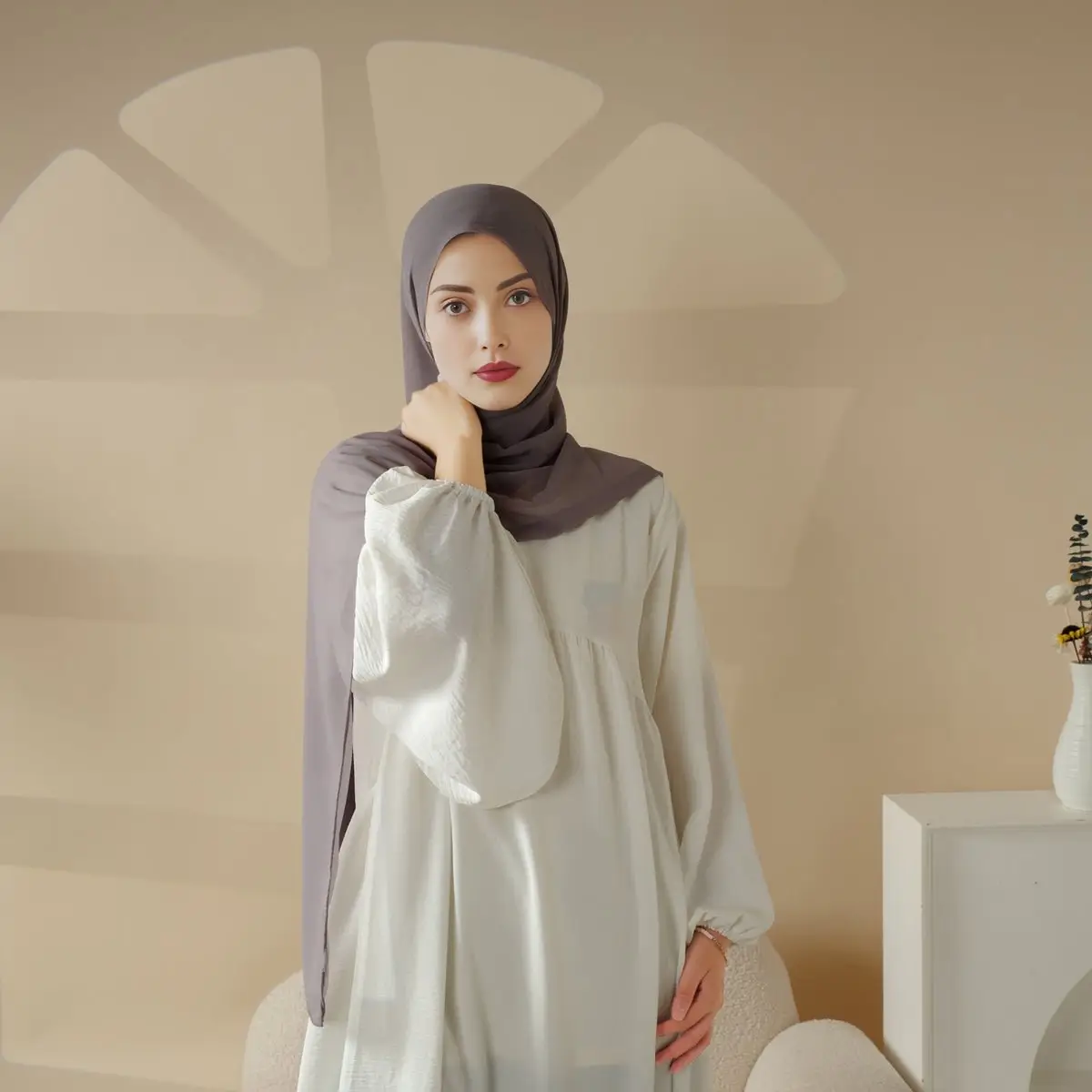 Modesty Formal Chiffon Women For Muslim Hijab with Cord Base Cap 2pcs Set (MH037) Tudung Chic