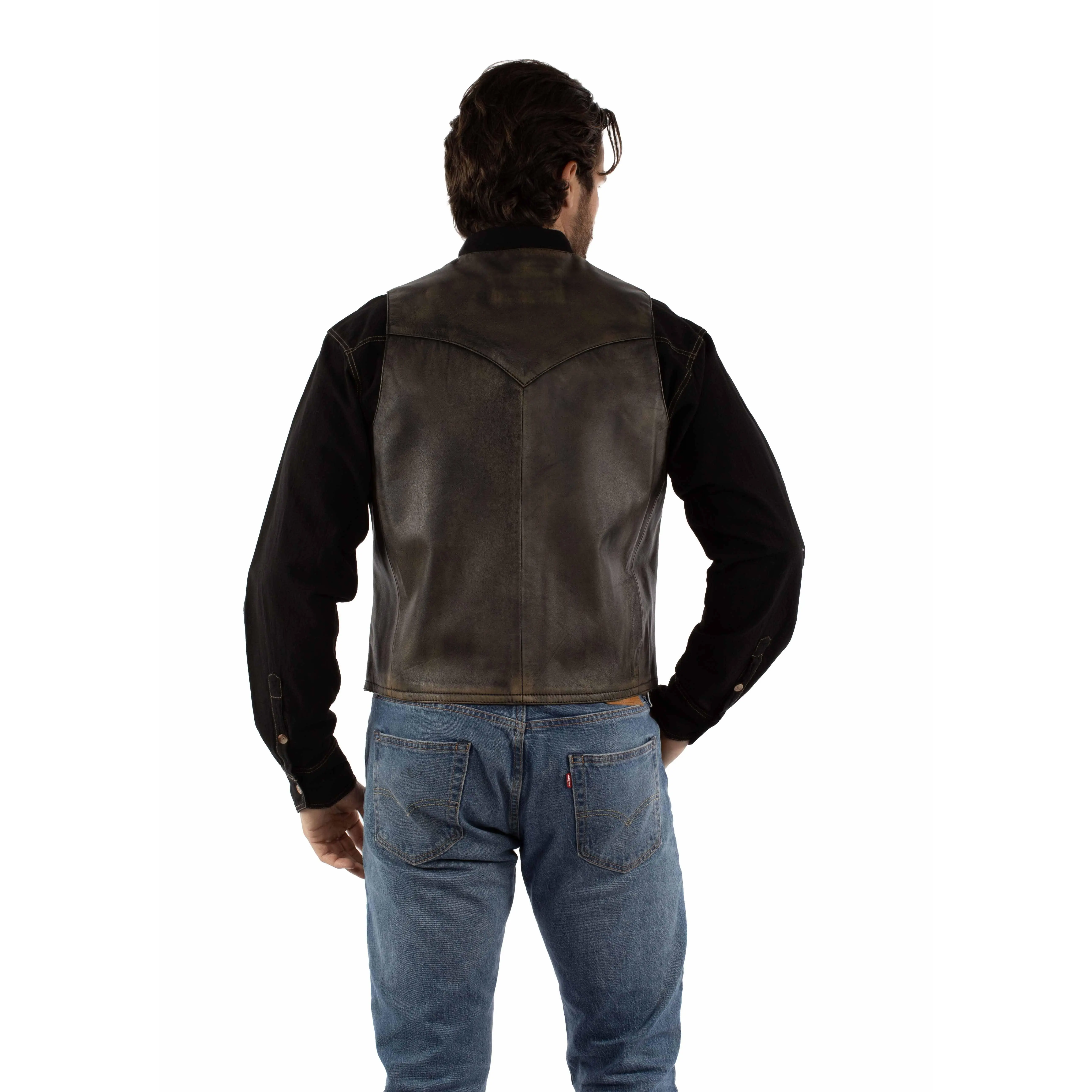Men's Western Lambskin Vest, an Authentic Silhouette in Dark Navy with Premium Texture for Comfortable Layering and a Country Event
