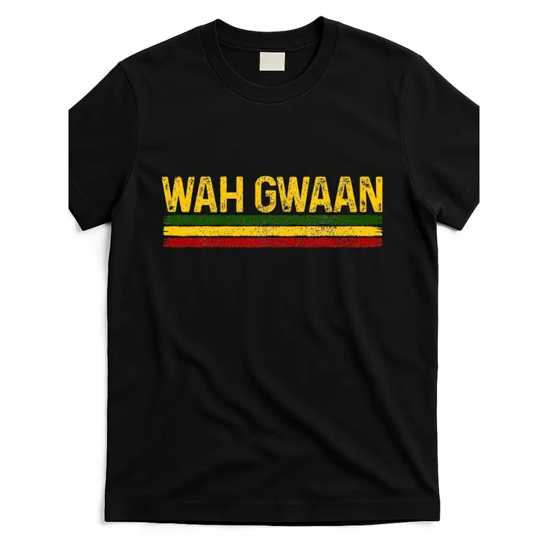 Men's Fitted Shortsleeve Graphic T-Shirt - 2025 220g Pure Cotton Knitted Round Neck Top, Unisex All-Seasons Casual Shirt with Wagon Jamaica Glory Reggae Rastafarian Rasta Letters & Music Design (White, Black, Wgj9477552-At), Graphic T Shirts