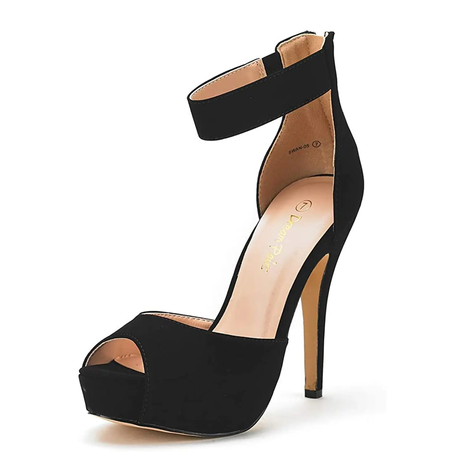 Dream Pairs Women's Classy Suede Ankle Strap Pumps, 5" Stiletto High Heel Platform Shoes for Dress Party, Fashion