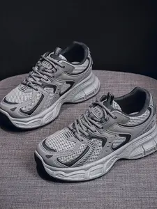 Breathable Mesh Dad Shoes for Women, Casual Student Sports Sneakers, Running Shoes, Patchwork Design, PU Material, All Seasons