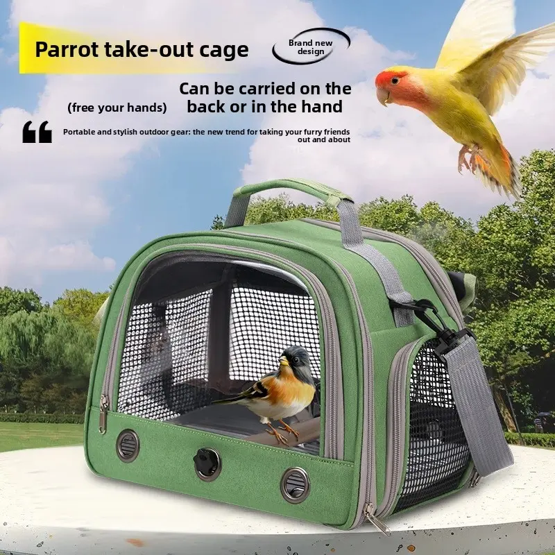 Transparent Bird Carrier Sling - Stylish Breathable Travel Parrot Pack for Cockatiel, Conure & Small Birds, Portable Shoulder Bag for Outings, Trend