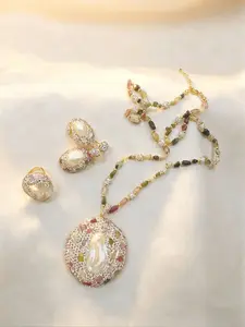 Women's Baroque 3-Piece Jewelry Set, Charming Vacation Style Accessories