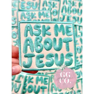 Ask Me About Jesus Patch, Christian Hat Patch, Embroidered Patch, Trucker Hat Patch, Iron On, Trendy Hat Patch, Jesus Patch.