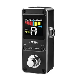 LEKATO AT-07 Guitar Tuner Pedal with True Bypass, Chromatic Tuner Pedal for Electric Guitar and Bass, Color Display, Tuning Pedal with Mute Pitch and Flat Tuning, Back to School