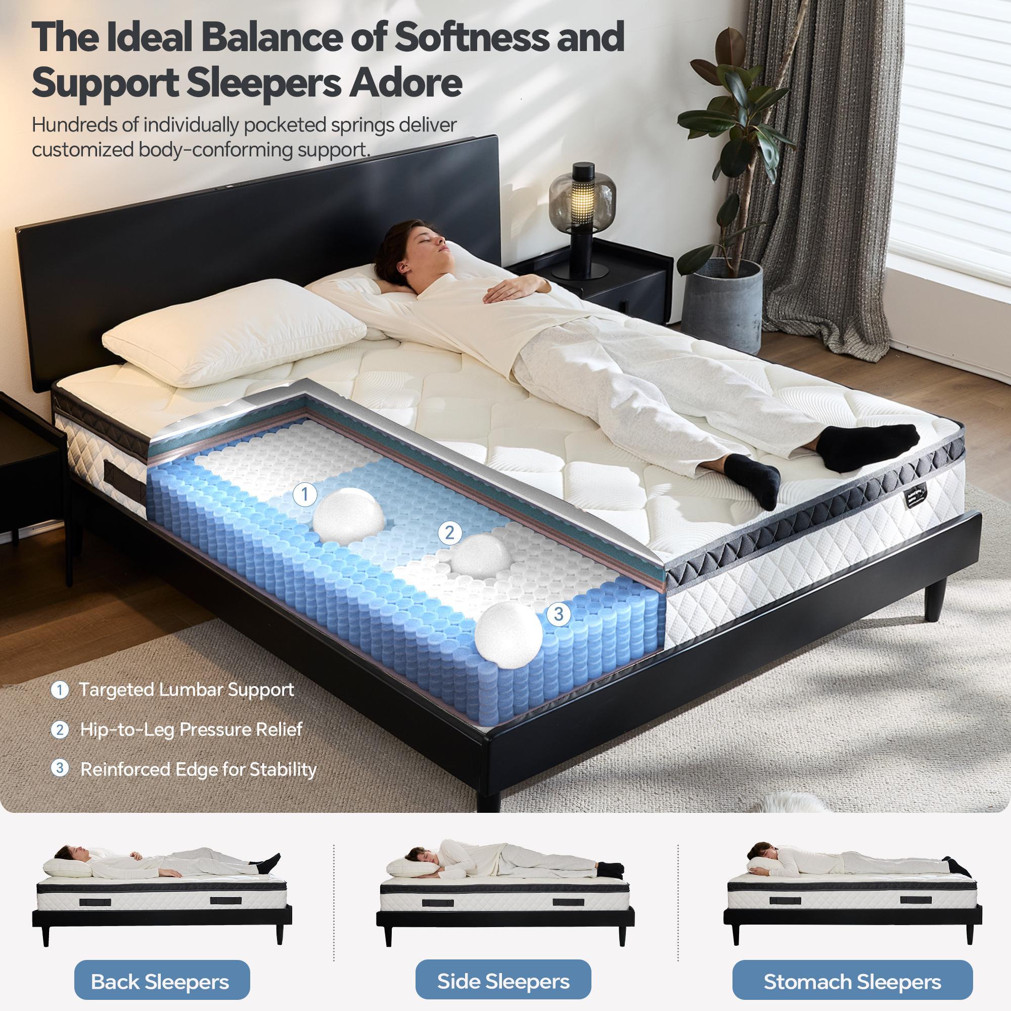 Hybrid Spring Memory Foam Mattress in a Box - 12" & 14" Twin, Full, Queen, King Sizes - Medium Firm Ergonomic Design, Queen Size Mattress Option, Mattress Queen Size Hybrid Spring Memory Foam Mattress in a Box - 12" & 14" Twin, Full, Queen, King Sizes - Medium Firm Ergonomic Design, Queen Size Mattress Option, Mattress Queen Size
