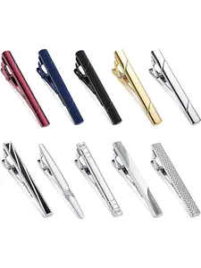 10Pcs Tie Clips Set Styling for Men Tie Bar Clip Black for Regular Ties Necktie Wedding Business Clips with Gift Box