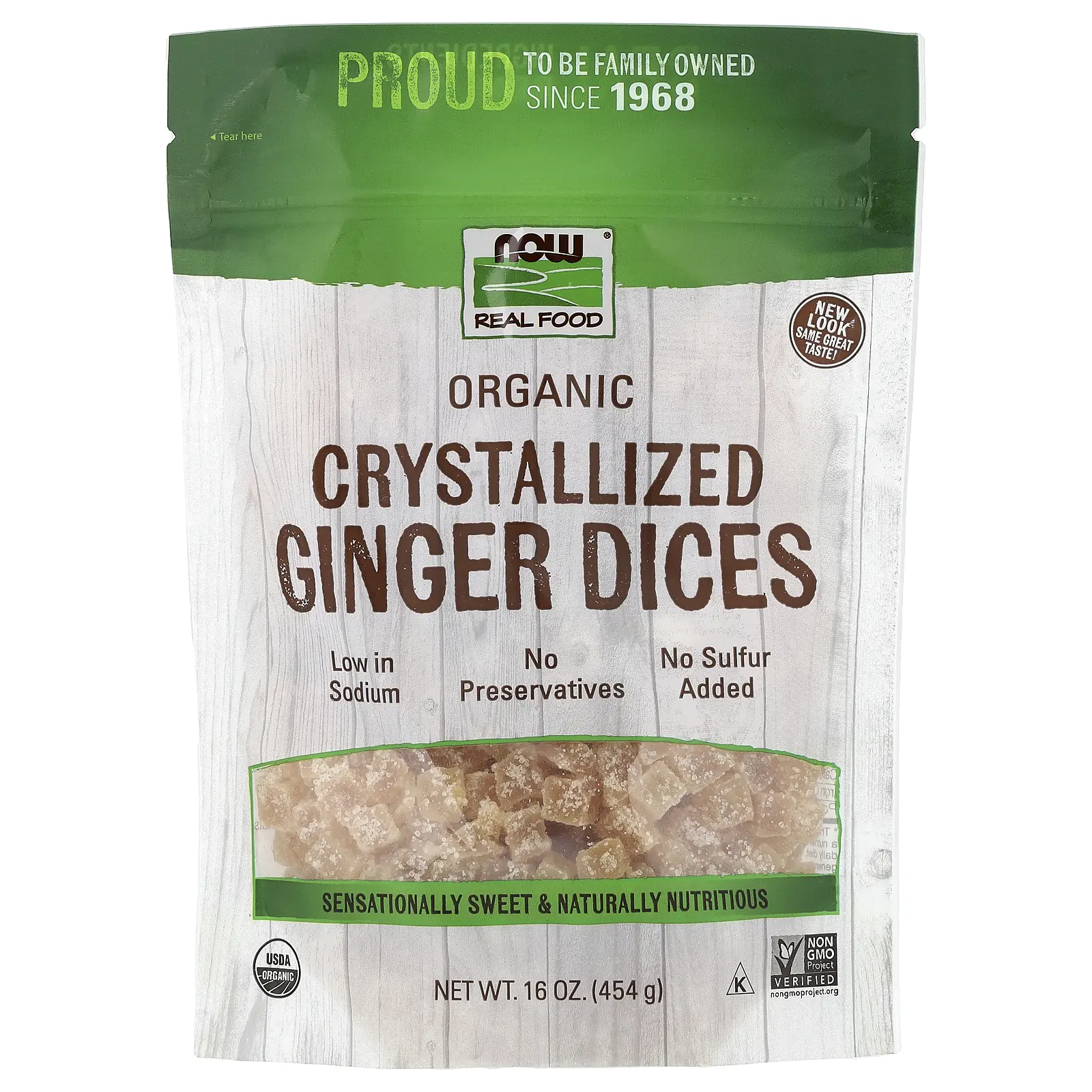 NOW Foods Real Food, Organic Crystallized Ginger Dices, 16 oz (454 g)