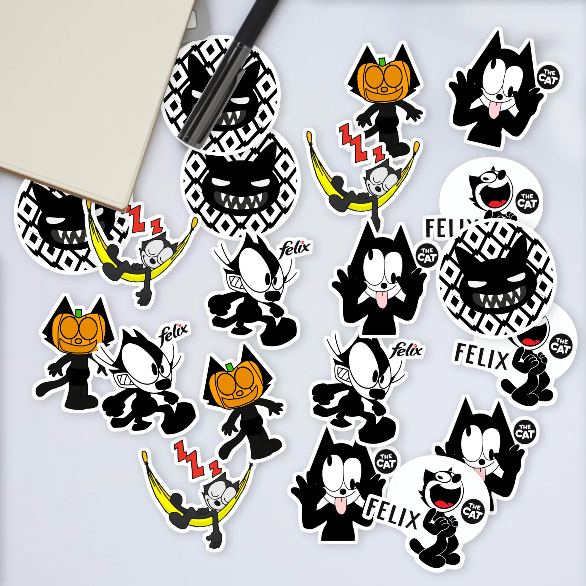 Stickers Pack 20 Pcs Felix Colorful Vinyl Car Cat Bottle Evil Bumper Laptop Bike Waterproof Aesthetic Guitar Skateboard Luggage Water
