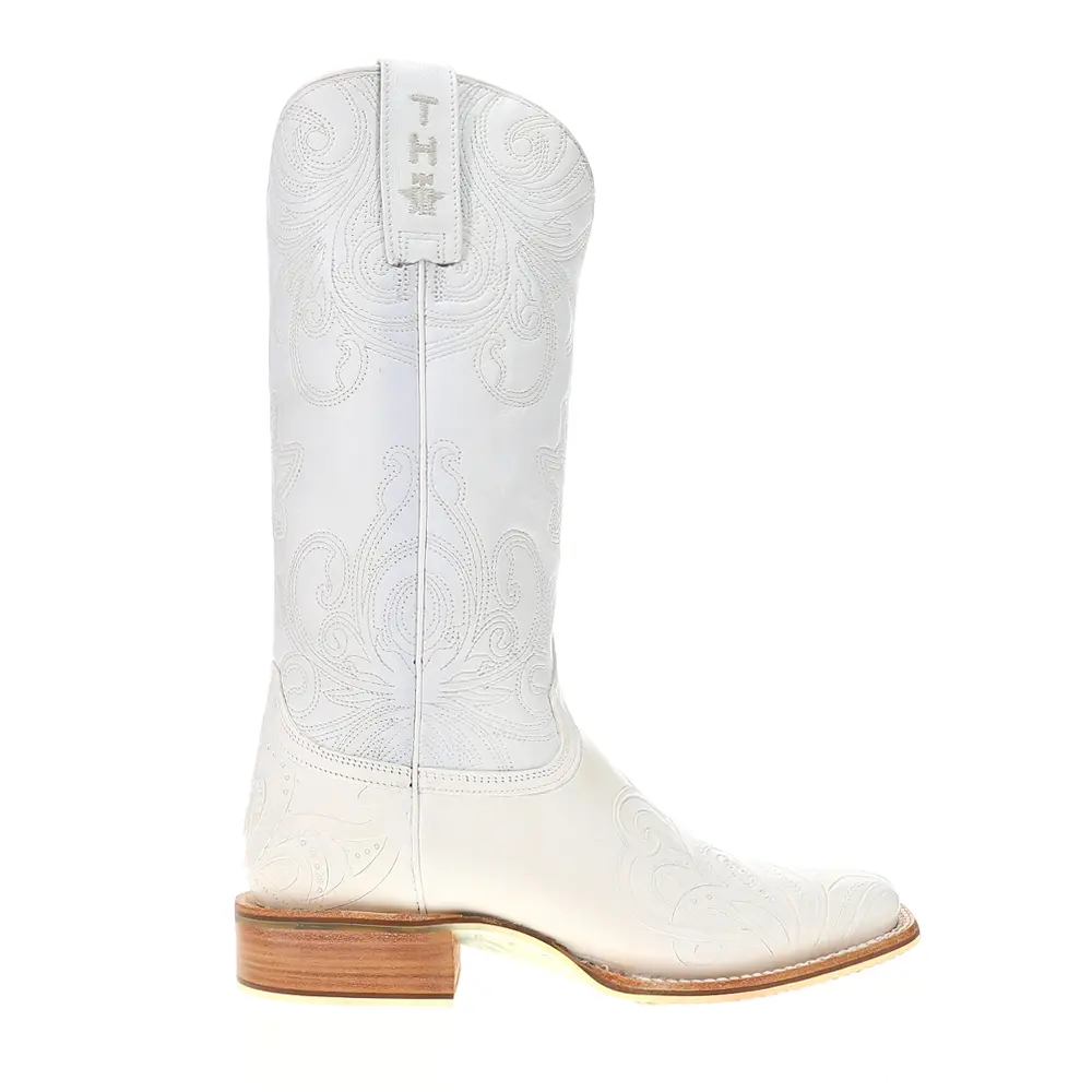 Tin Haul Womens White Wedding Square Toe  Casual Boots Mid Calf Low Heel 1-2" - White