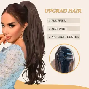 22 Inch Ponytail Claw Clip Hair Extension Natural Wave Synthetic Wig Fluffy Daily Use Women