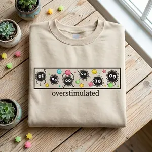 Embroidered Soot Sprite Sweatshirt, Anime Inspired Botanical Shirt