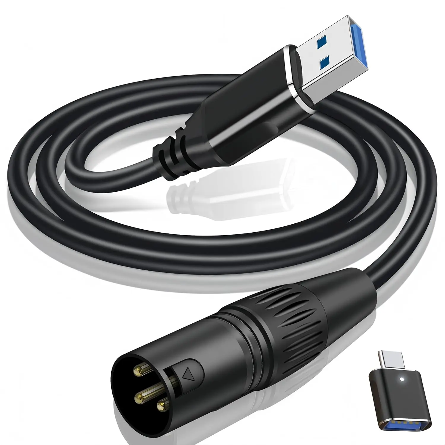 USB Type-C to XLR Male Audio Adapter Cable with 6.6ft Length & Sound Conversion, Stereo Cord for Amplifier, Speaker - Audio Cables & Adapters, Usb-C To Xlr