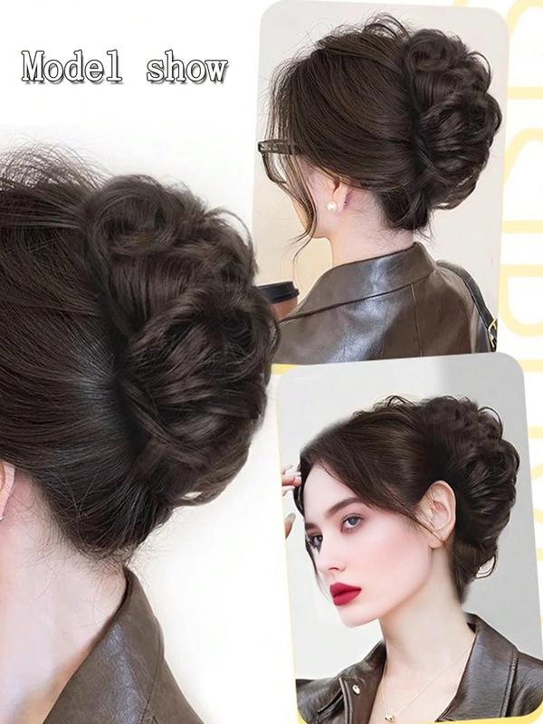 Women's Curly Hair Bun Clip-In Wig, Synthetic Extensions, Short Synthetic Hairpiece for Women & Girls, Perfect for Daily Use & Parties