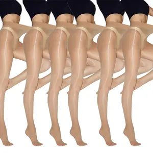 6 Pairs Shiny Sheer Tights for Women, High Waist Oil Shimmery Pantyhose, Silky Smooth Nylon Spandex Elastic Comfort Stockings, Dressy Legwear for Everyday & Formal Outfits