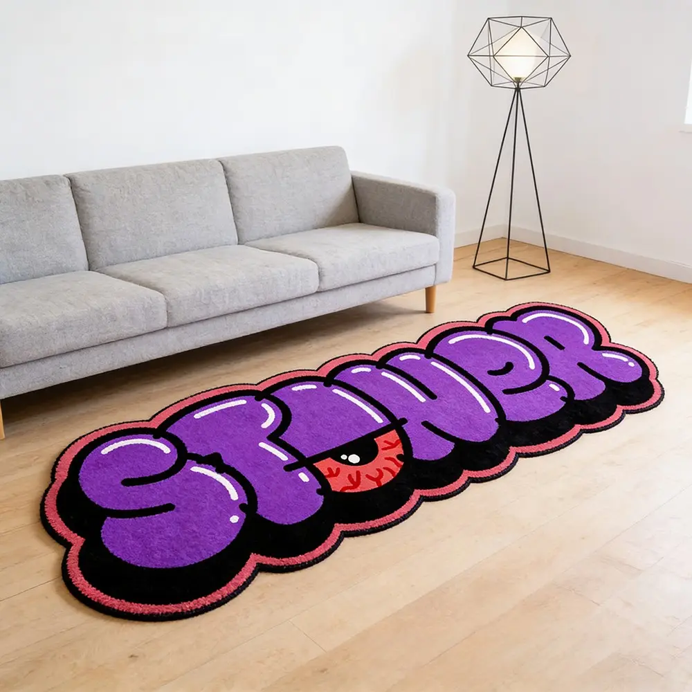 Unusual Creative Letter Rug, Eye Graffiti Mat, Art Design Dark Style Carpet, Soft Plush Polyester Rug for Living Room Sofa Bedroom