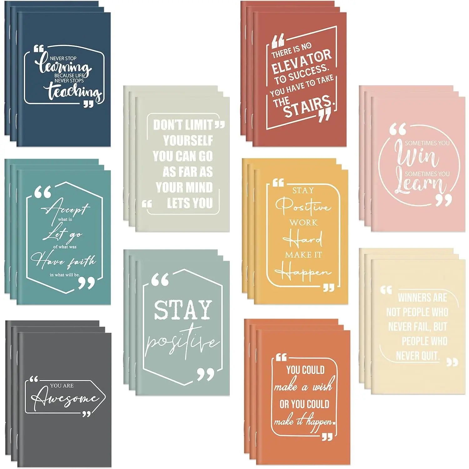 100 count Mini Notebook Bulk Small Inspirational Notepads Pocket Motivational Lined Inspiring Journals Bulk for Women Nurse Teacher Social Worker Mental  Employee Volunteer (Multicolor)