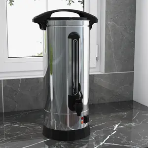 GARVEE 14L/3.7Gal Commercial Single-Wall Coffee Urn - Stainless Steel Coffee & Hot Water Dispenser  for Party Buffet Catering