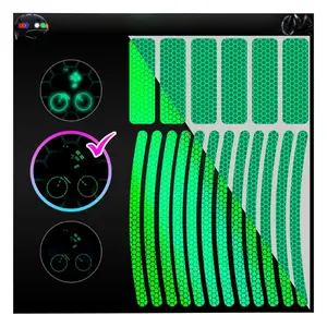 Reflective Stickers for Bikes Rims | 18pc Green | Reflective Tape for Motorcycle Helmet Decals and Bike Reflectors | Hi Vis Bicycle reflectors