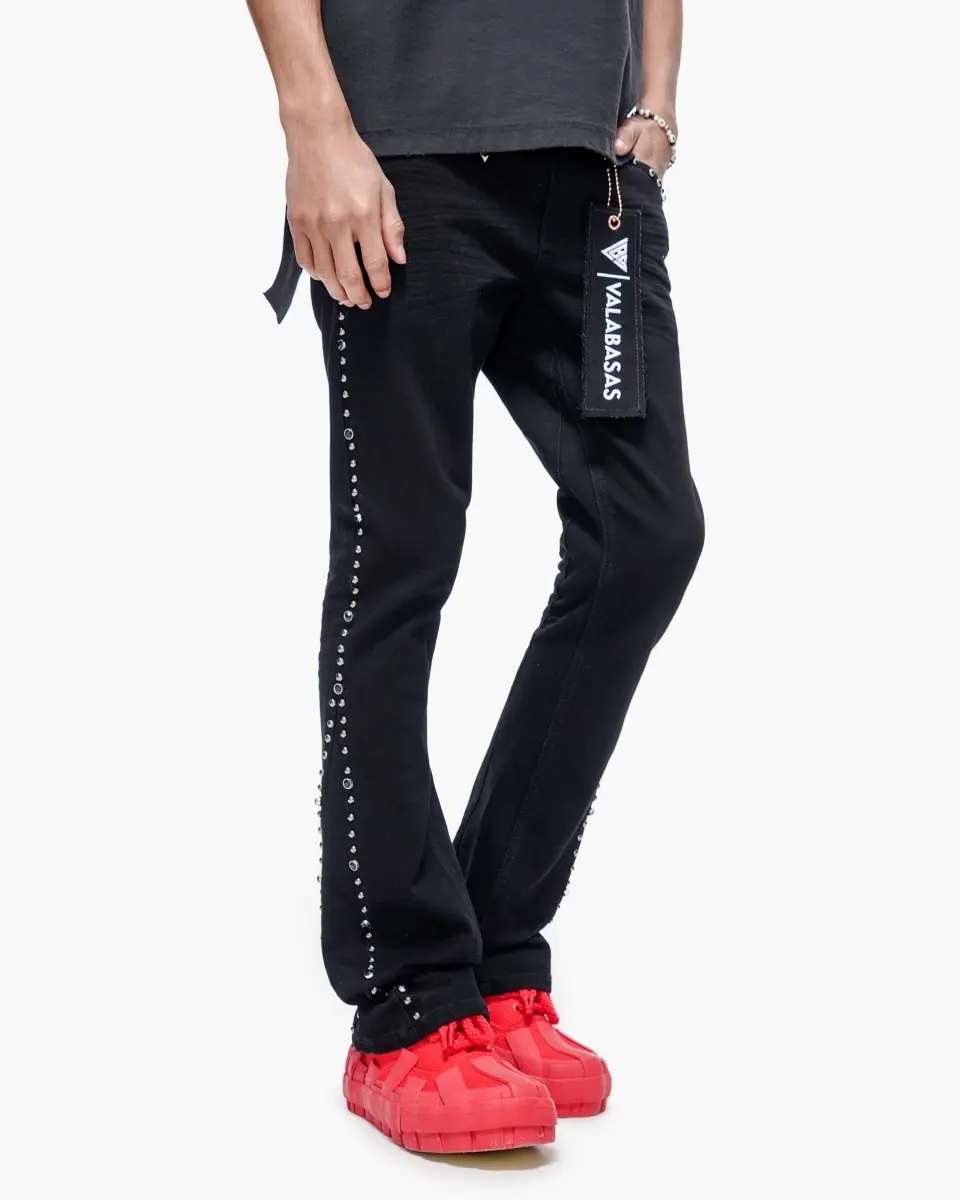 Mite Jet Black Stacked Jeans