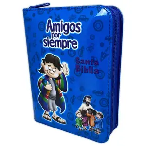 Santa Biblia Compacta Amigos Por Siempre for Kids - Reina-Valera 1960 Imitation Leather Blue with Interactive Images & Activities