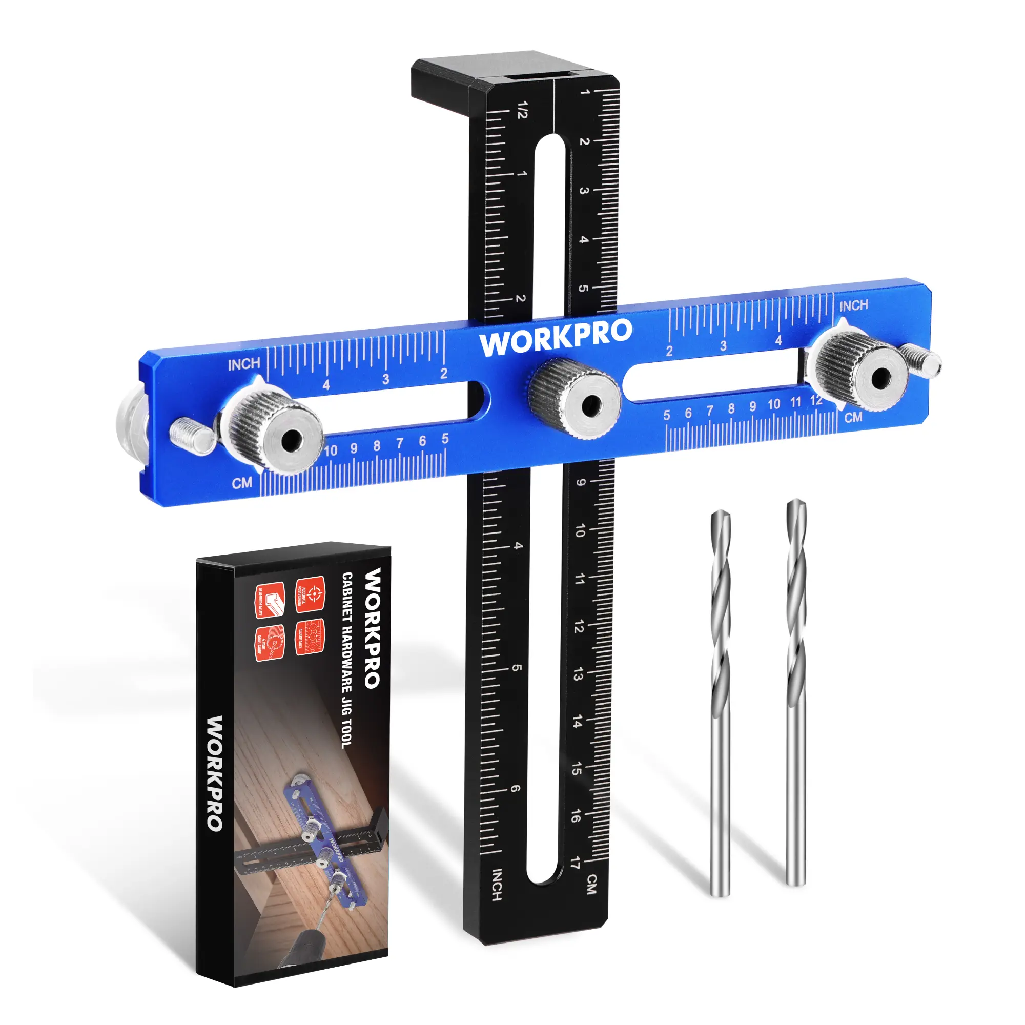 #summersale WORKPRO Cabinet Hardware Jig, Aluminum Alloy Cabinet Handle Jig with 4mm Drill Guide, Adjustable Cabinet Handle Template for Handles/Pull/Knobs on Drawers & Cabinets