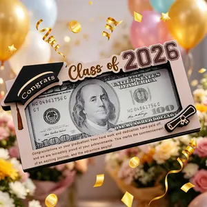Class of 2026 Graduation Money Holder, Wooden Graduation Cash Card Gift Envelope Box for College High School Student Grad Gifts Graduations Party Supplies