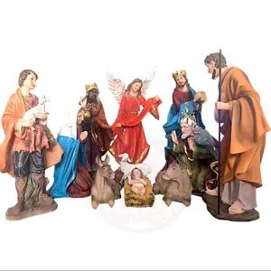 Nativity Set - Colorful Resin Figures for Christmas Decorations 11-Piece Set 12 Inches Tall/Set de Nacimiento De Resina 12 PulgadasDe Alto Gift Religious Figurine Ornaments