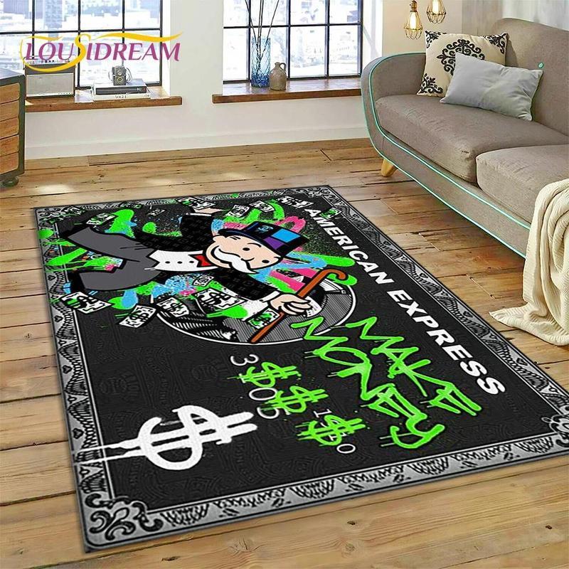 Game Dollar Monopoly Cartoon Money Rug Carpet for Living Room Bedroom Home Decor,Floor Mat Non-slip Decoration for Sofa Doormat house plush modern floor rug