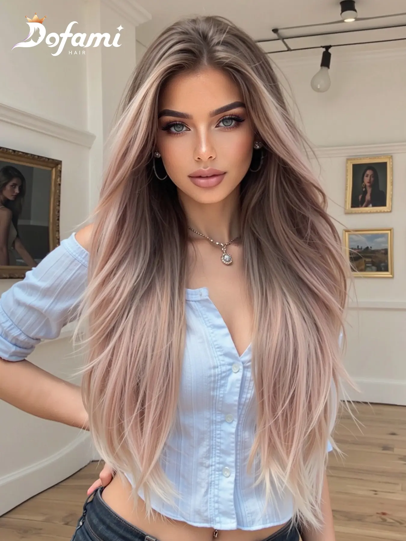30 Inch Lace Front Machine Made Wig, Gradient Long Curly Hair, Breathable Lightweight Comfortable, for Daily Wear & Holidays, Lace Front Wigs
