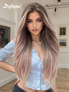 30 Inch Lace Front Machine Made Wig, Gradient Long Curly Hair, Breathable Lightweight Comfortable, for Daily Wear & Holidays