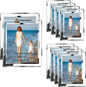 Silver 10 Pack Photo Frames with Two 8x10s, Four 5x7s, Four 4x6s, Various Sizes for Tabletop Display Vertical or Horizontal Use