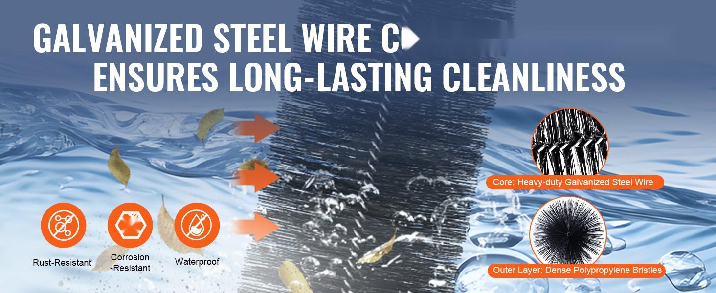 Gutter Cleaning Brush Set, 60 Feet Total Length, 5.25-Inch Diameter, Ground-Level Gutter Brush for 5-Inch Gutters, Easily Clear Leaves and Debris From Roof, Debris Clearing Tool, 20 Pack