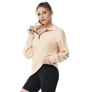 Women's Half Zip Oversized Sweatshirt Drop Shoulder Long Sleeve Quarter Zipper Fleece Pullover Warm Winter Fashion Outerwear GSB