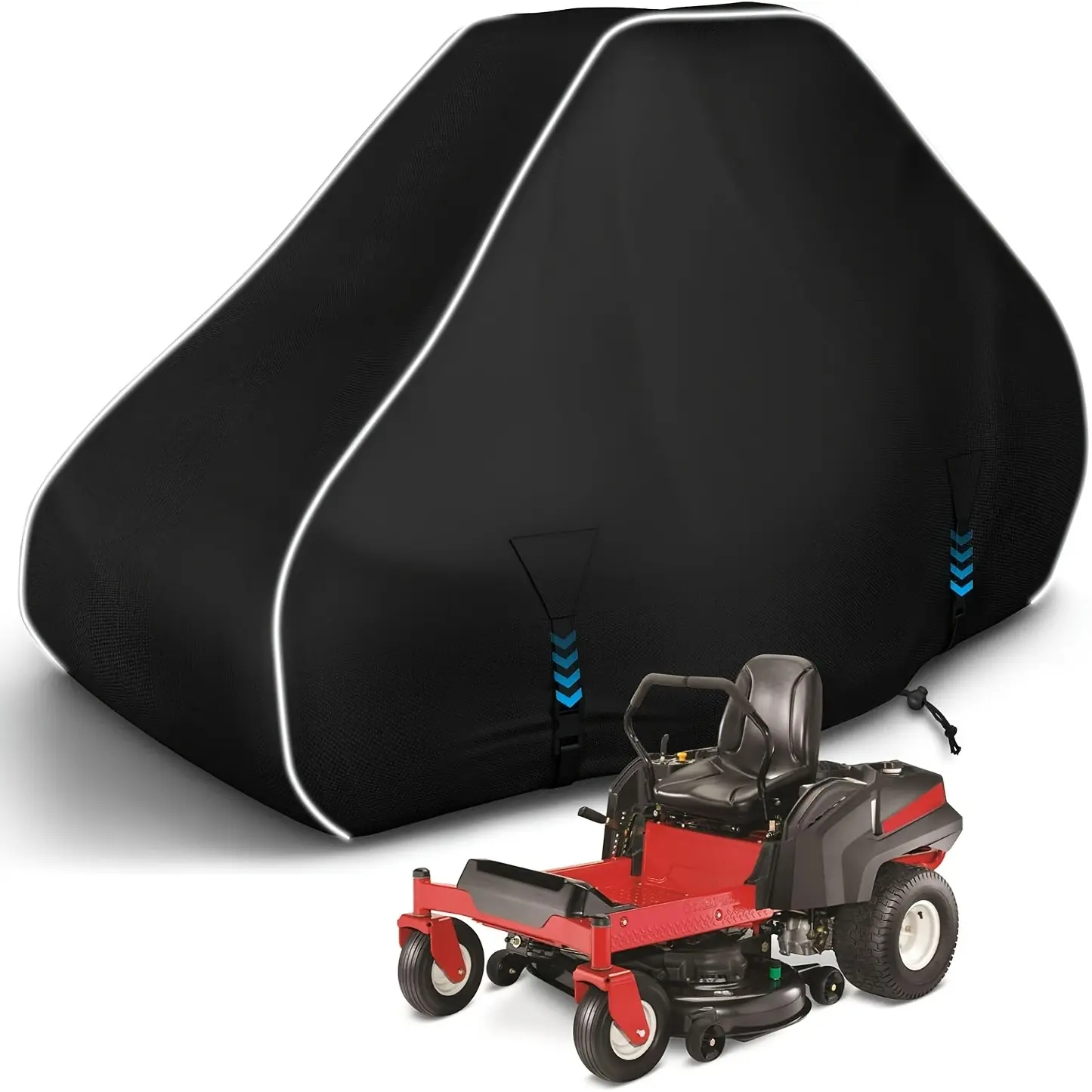 Waterproof Lawn Mower Cover, Universal Fit Outdoor Zero-Turn Lawn Mower Cover with Reflective Strip, 79x46x55 Inches