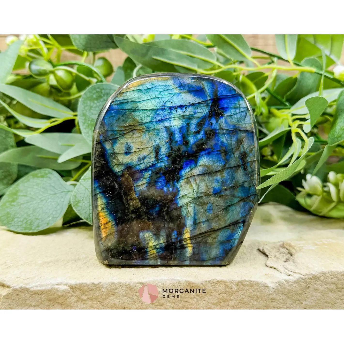 Electric Midnight Labradorite Freeform No. 4 – 1.47 lb Polished Crystal for Transformation & Aura Shielding