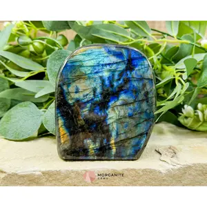Electric Midnight Labradorite Freeform No. 4 – 1.47 lb Polished Crystal for Transformation & Aura Shielding