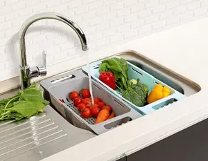 ver the Sink Colander Fruits and Vegetables Drain Basket Strainer Sink Washing Basket for Kitchen