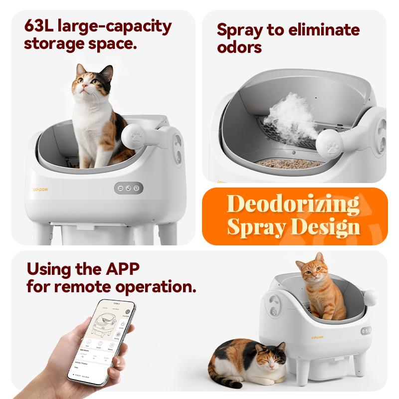 POKPAW Smart Spray Automatic Cat Litter Box, Deodorizing Spray for Summer, US Local Fast Shipping, 1-Year Free Replacement for Non-Artificial Damage POKPAW Smart Spray Automatic Cat Litter Box, Deodorizing Spray for Summer, US Local Fast Shipping, 1-Year Free Replacement for Non-Artificial Damage