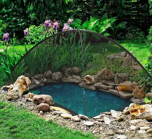 Pond Netting Dome Tent Zipper Doors Stakes Included Nylon Mesh Barrier for Koi Ponds Prevent Animals and Fallen Leaves 10x14FT 13x17FT