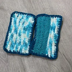 Blue and teal crochet washable dish scrubby Sponges