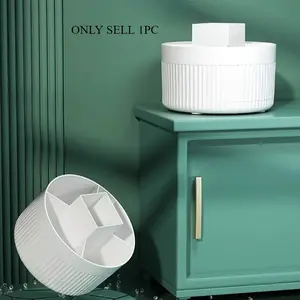 1pc 360° Rotating Desk Organizer with Compartments - 1pc PP Material Multifunctional Makeup Brush Holder, Cosmetic Storage, and Pencil Container