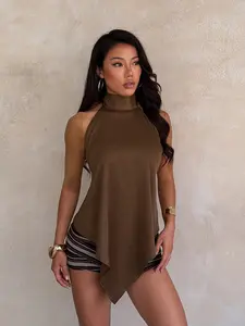 Women's Summer Casual Satin Backless Top, Perfect for Daily Wear and Vacation, Versatile and Stylish Ladies' Clothing