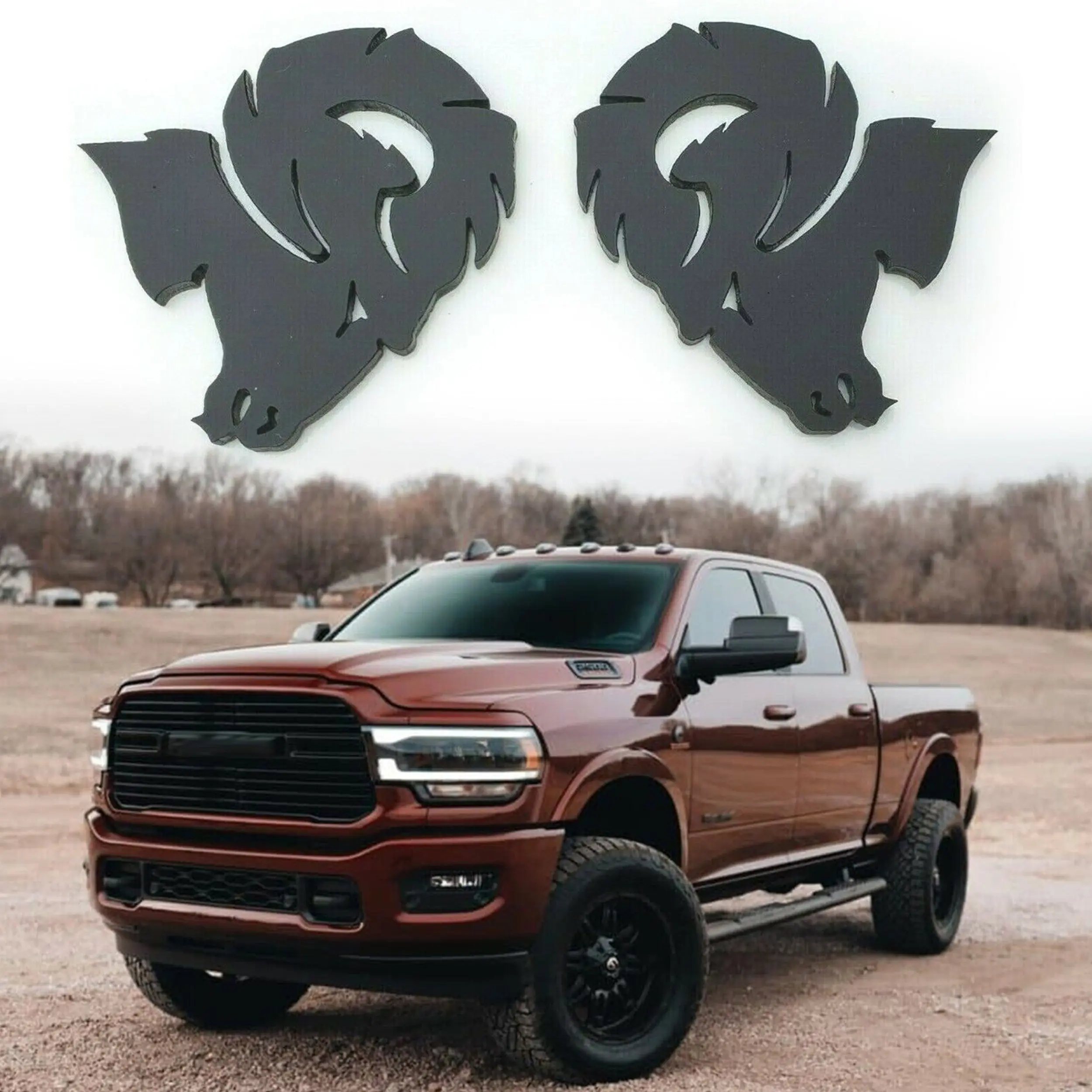 Custom Emblem for Dodge Ram 1500 2500 3500 Fender badge Hellcat Style Head