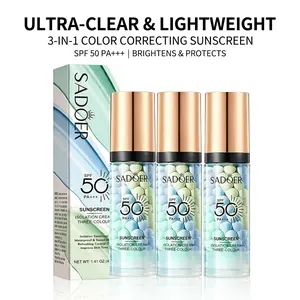 【3PCS】3 In 1  ,Sunscreen Isolation Cream, SPF 50, One Step Color Corrector Face Primer, Blurs Imperfections Oil Control & Moisturizing Skin Tone Correcting,Radiance Skin