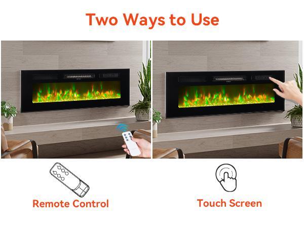 AOXUN 1500W DIY Electric Fireplace Insert 3-in-1 Wall Mounted Recessed Freestanding Heater with Adjustable Flame Remote Touch Control 8H Timer for Indoor Use
